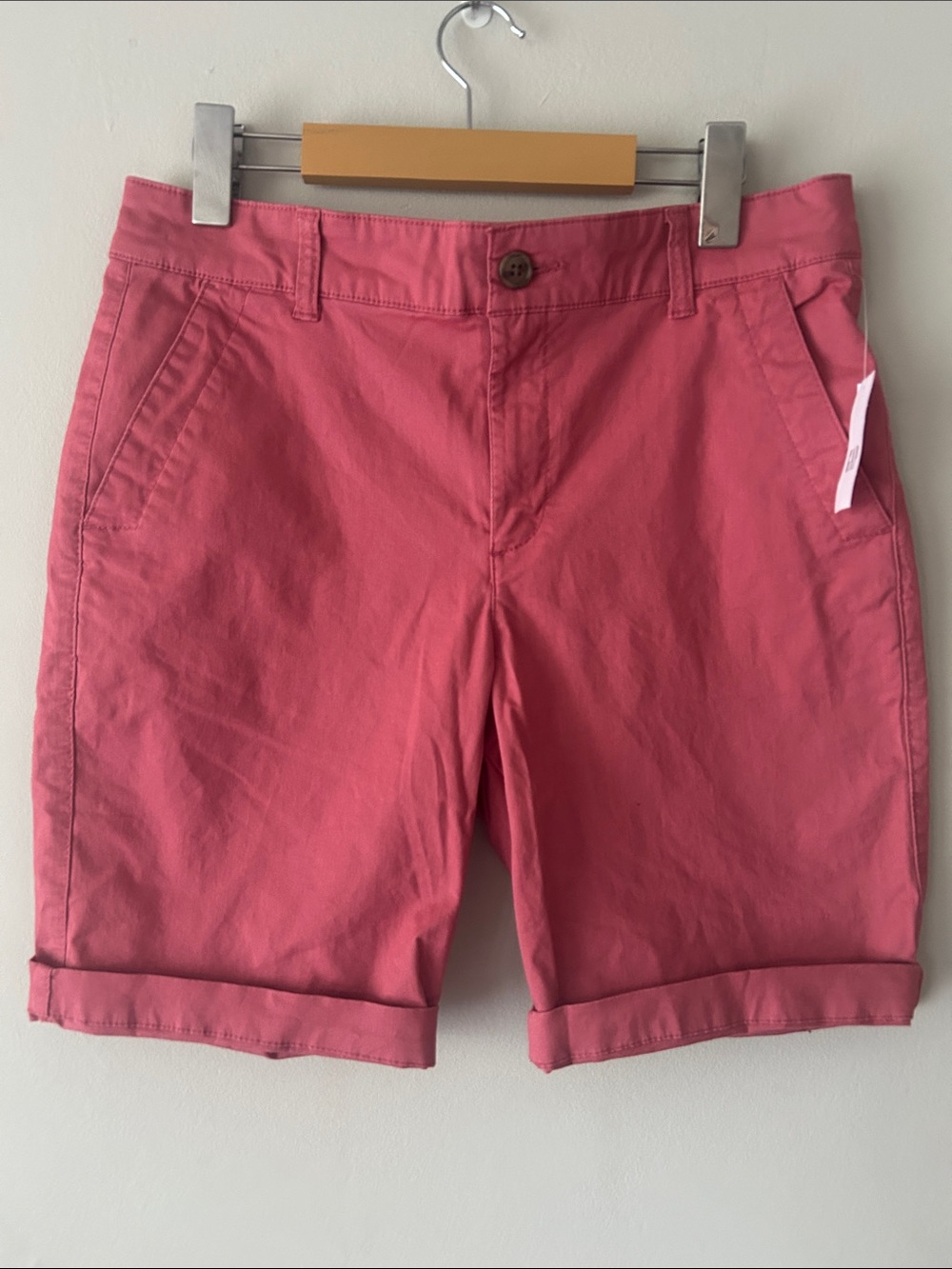 GAP Rose Pink Cotton Bermuda Shorts with Roll Cuff